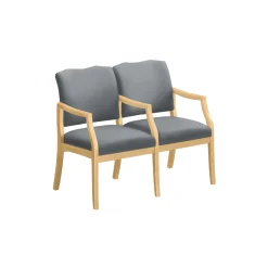 Spencer Two Seater with Center Arms in Solid Fabric