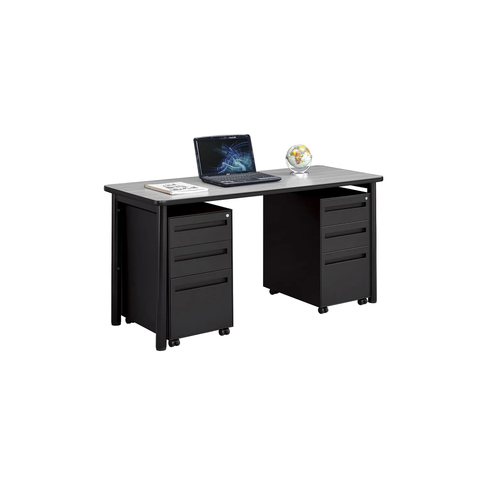 Stahl Table Desk with Mobile Pedestals