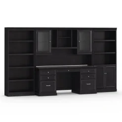 Statesman Credenza Desk with Bookcases and Storage Wall Set