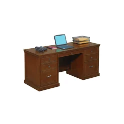 Statesman Credenza Desk with Bookcases and Storage Wall Set