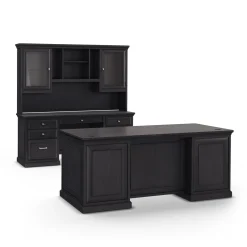 Statesman Executive Desk w/ Hutch and Credenza Set