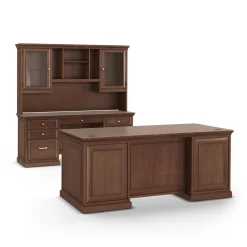 Statesman Executive Desk w/ Hutch and Credenza Set