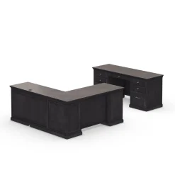 Statesman Height Adjustable L-Shaped Standing Desk with Right Return and Credenza Set