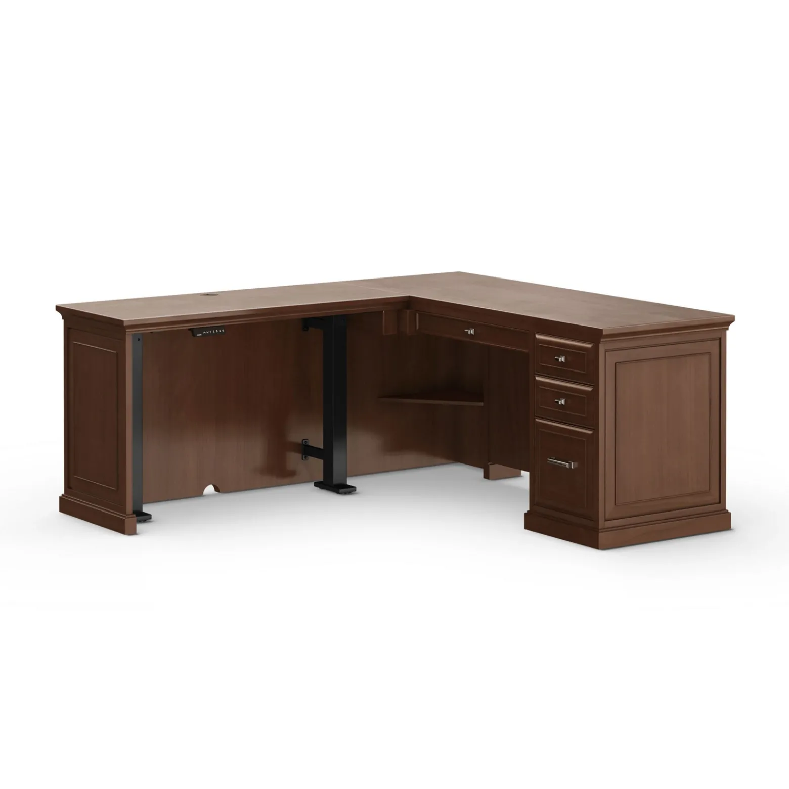 Statesman Height Adjustable L-Shaped Standing Desk with Left Return - 65"W x 72"D