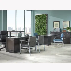Statesman Height Adjustable L-Shaped Standing Desk with Left Return - 65"W x 72"D