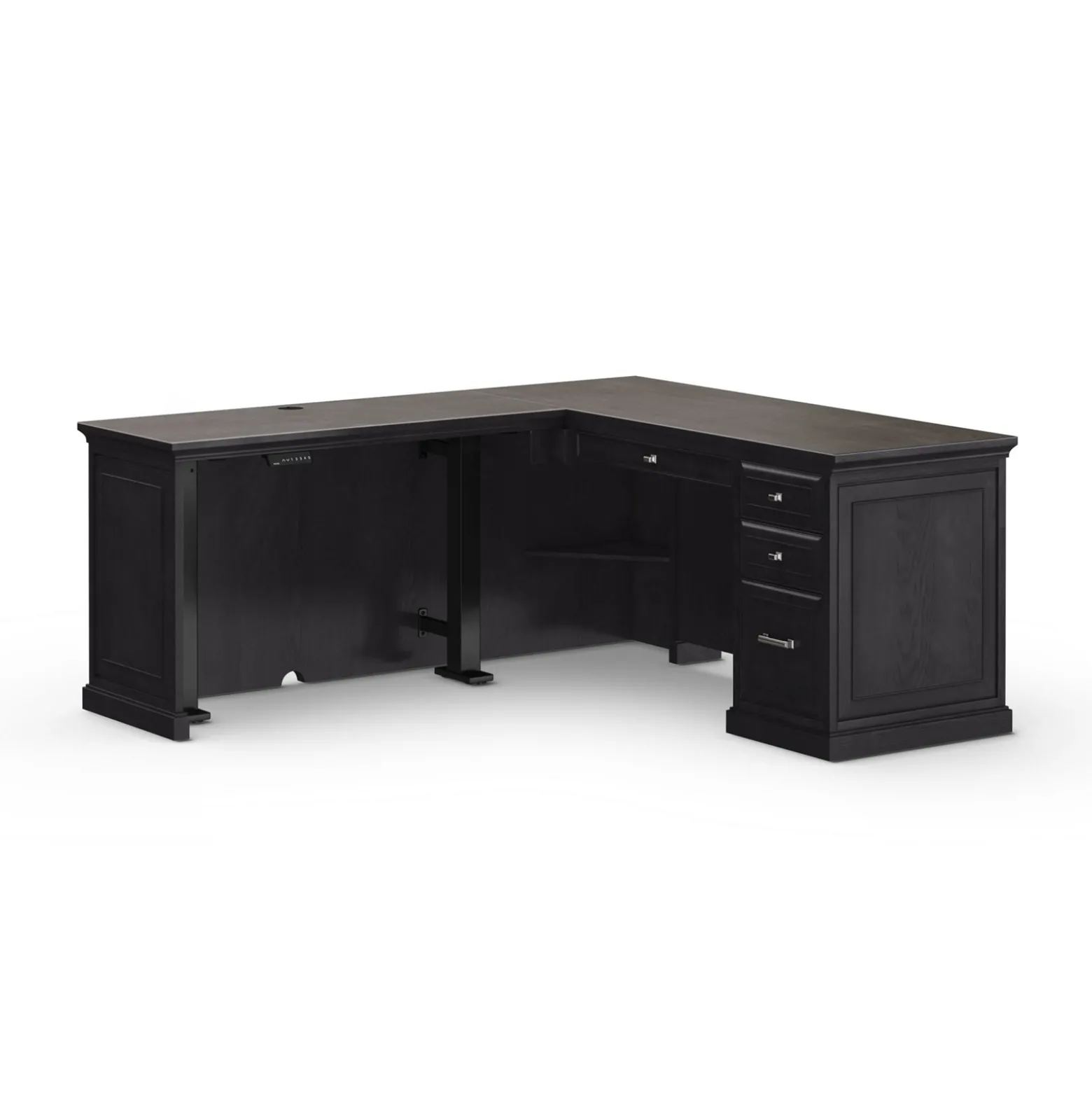 Statesman Height Adjustable L-Shaped Standing Desk with Left Return - 65"W x 72"D
