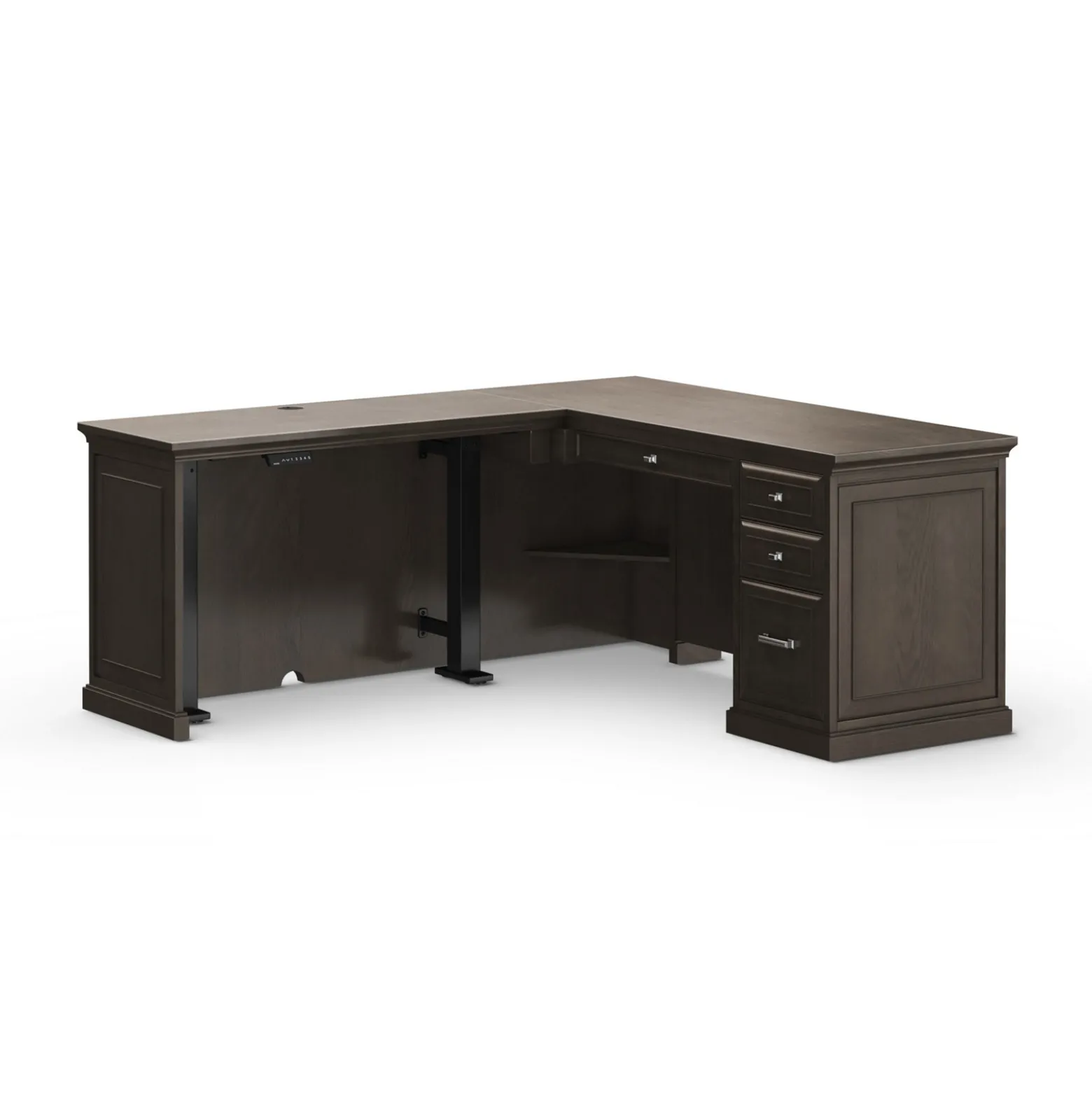 Statesman Height Adjustable L-Shaped Standing Desk with Left Return - 65"W x 72"D