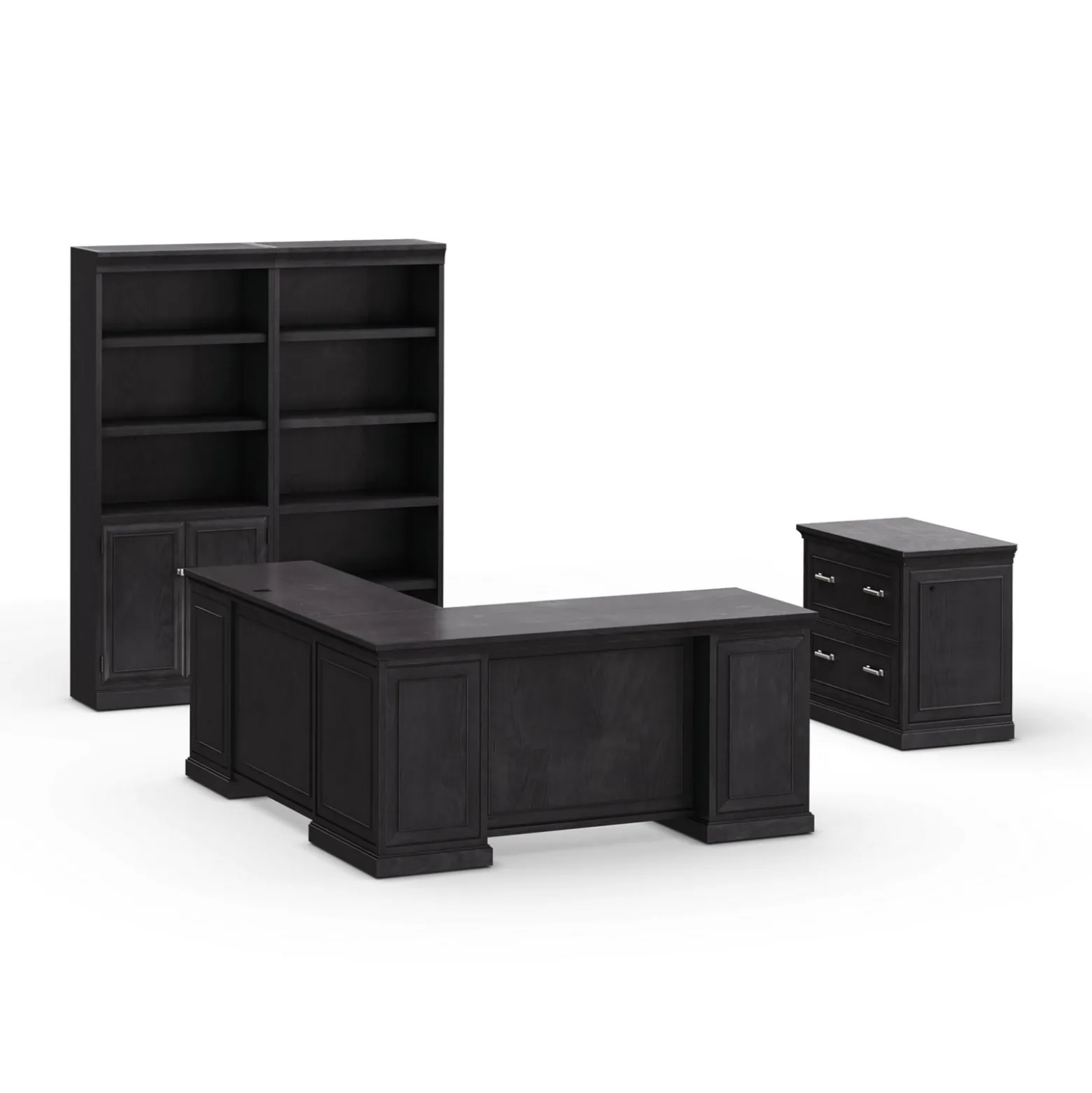 Statesman L- Shaped Executive Desk with Left Return and Storage Set