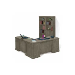 Statesman L-Shaped Executive Desk with Right Return and Bookcase Set