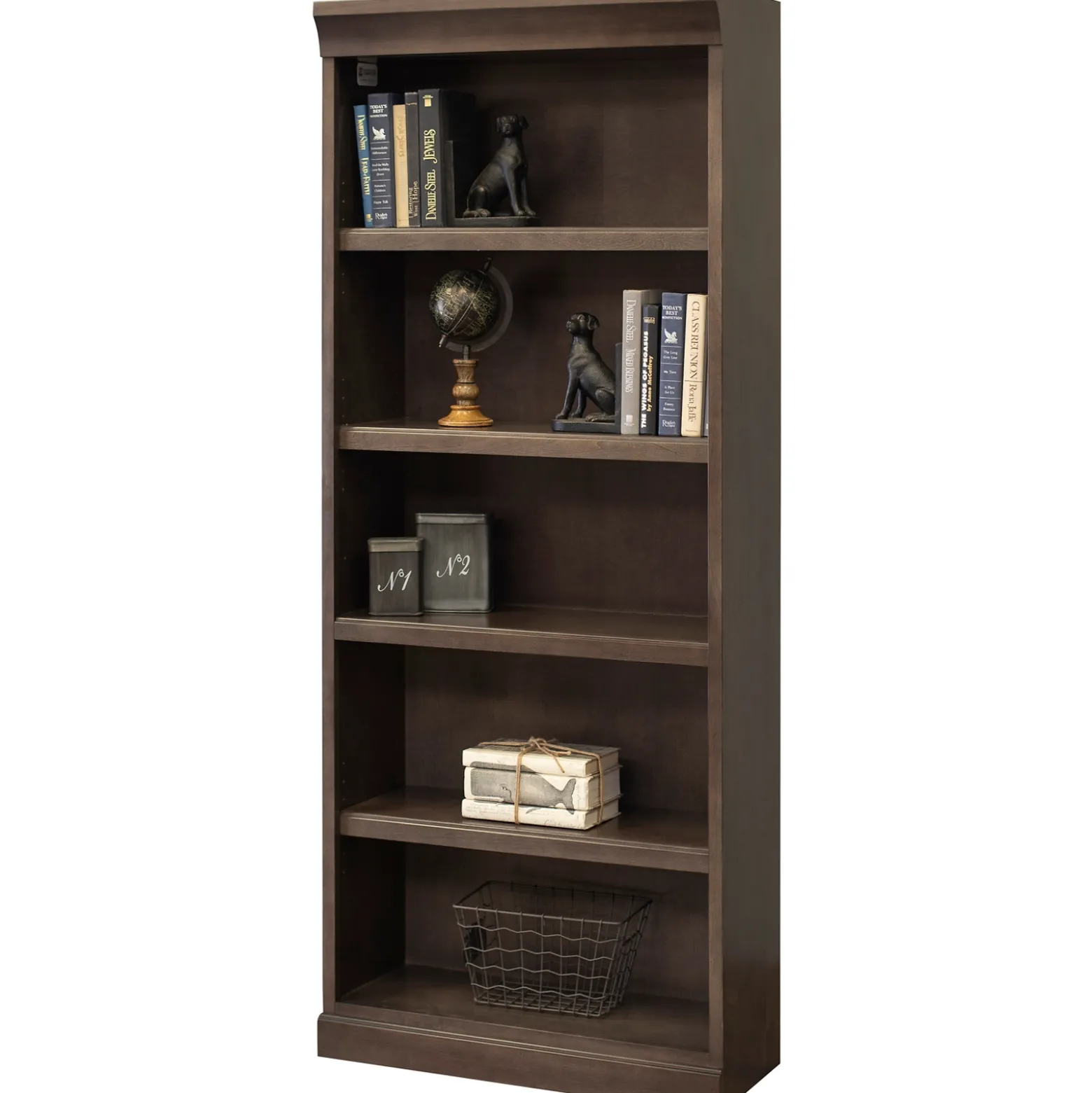 Statesman L-Shaped Executive Desk with Right Return and Bookcase Set