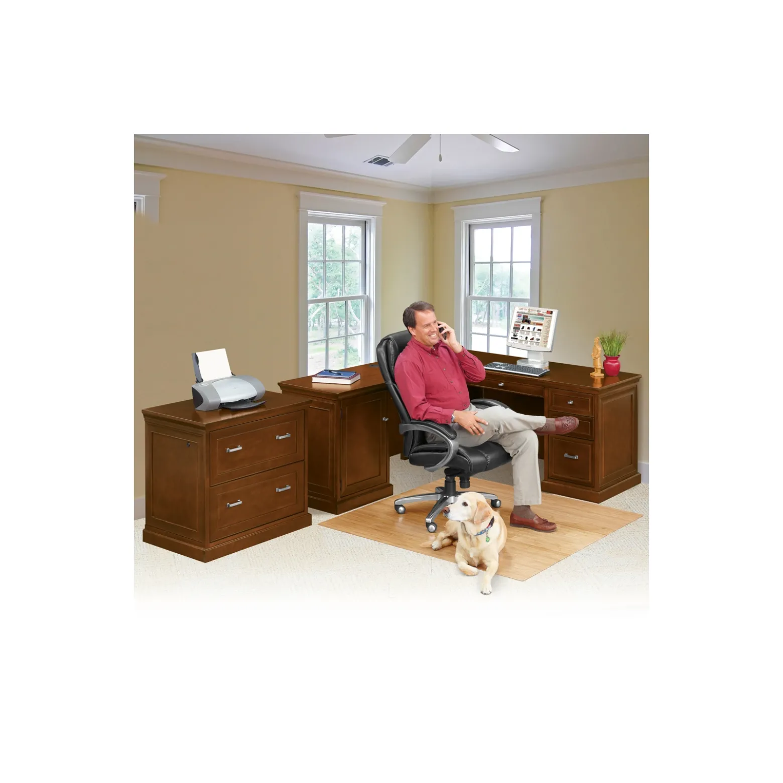 Statesman L-Shaped Executive Desk with Left Return and Lateral File Set