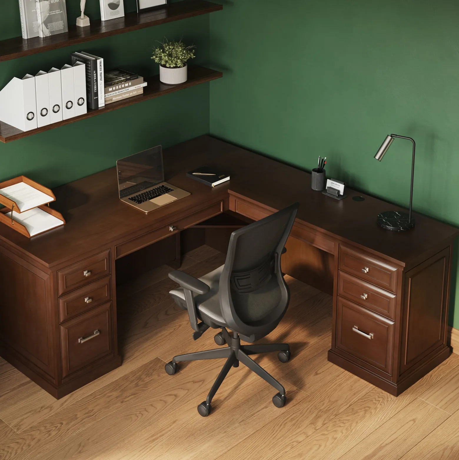 Statesman L-Shaped Executive Desk with Right Return - 69"W x 76"D