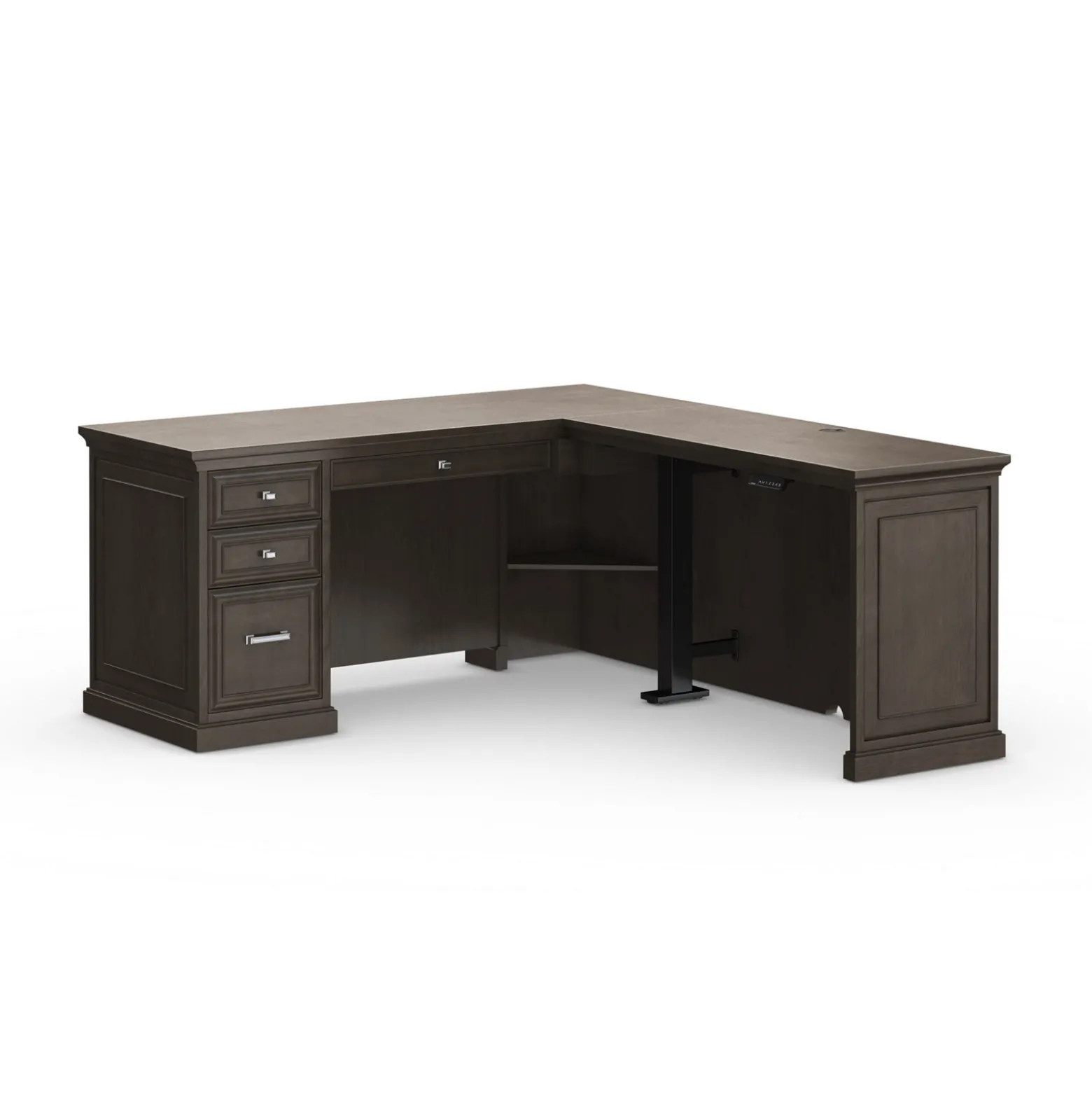 Statesman L-Shaped Standing Desk with Height Adjustable Right Return - 65"Wx72"D