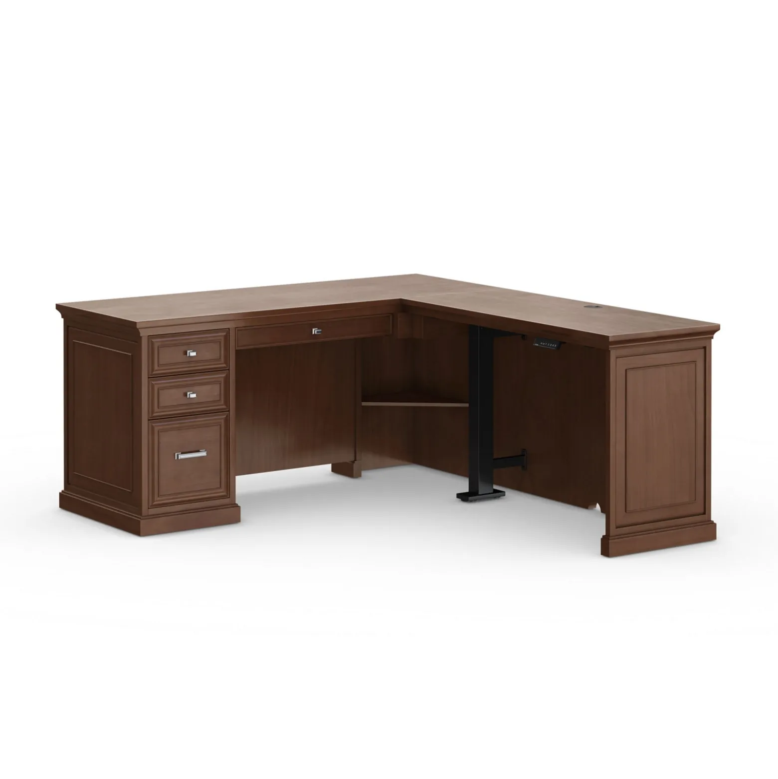 Statesman L-Shaped Standing Desk with Height Adjustable Right Return - 65"Wx72"D
