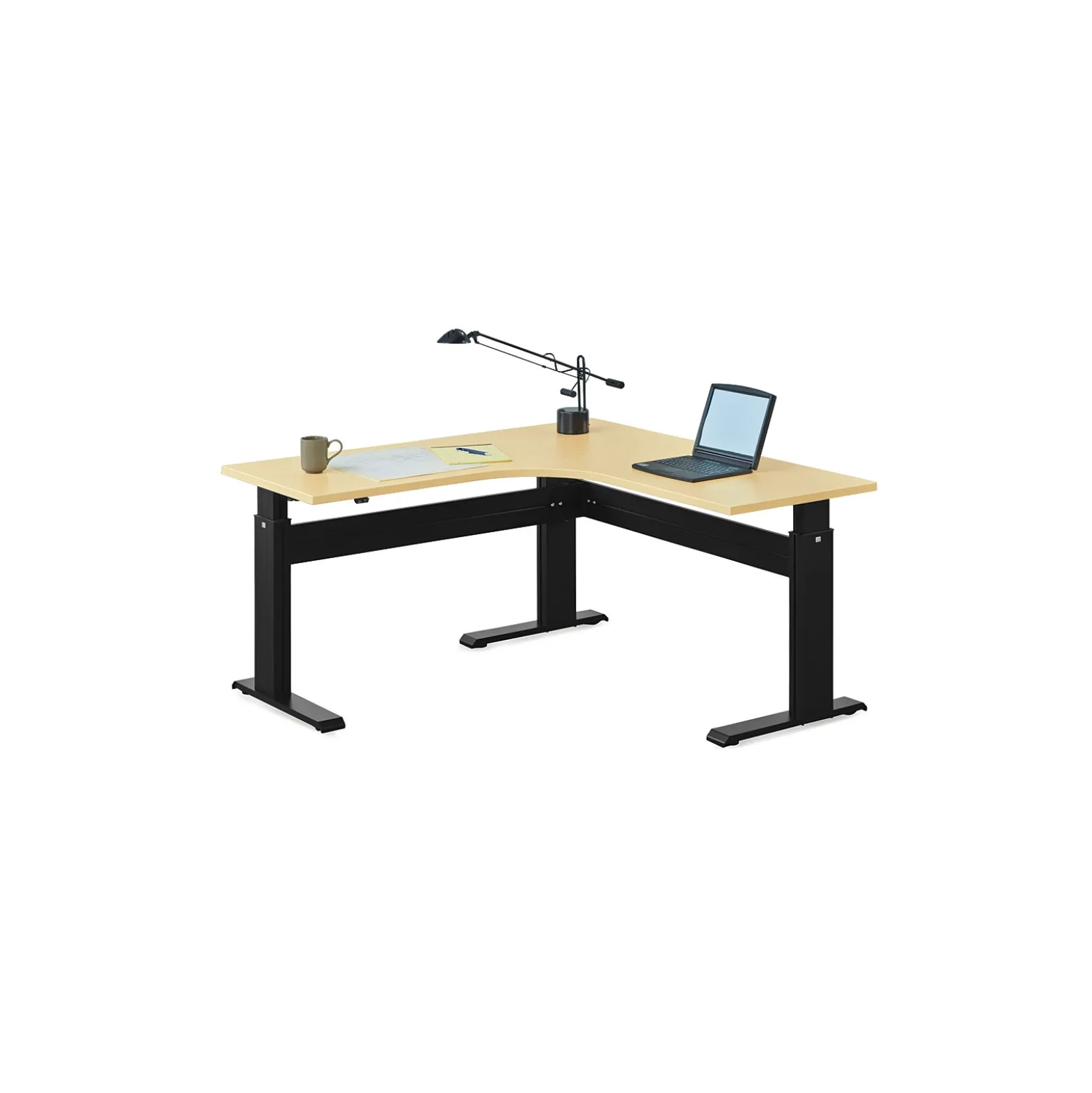 Stature 72"W Adjustable Height L-Desk with 60"D Right Return