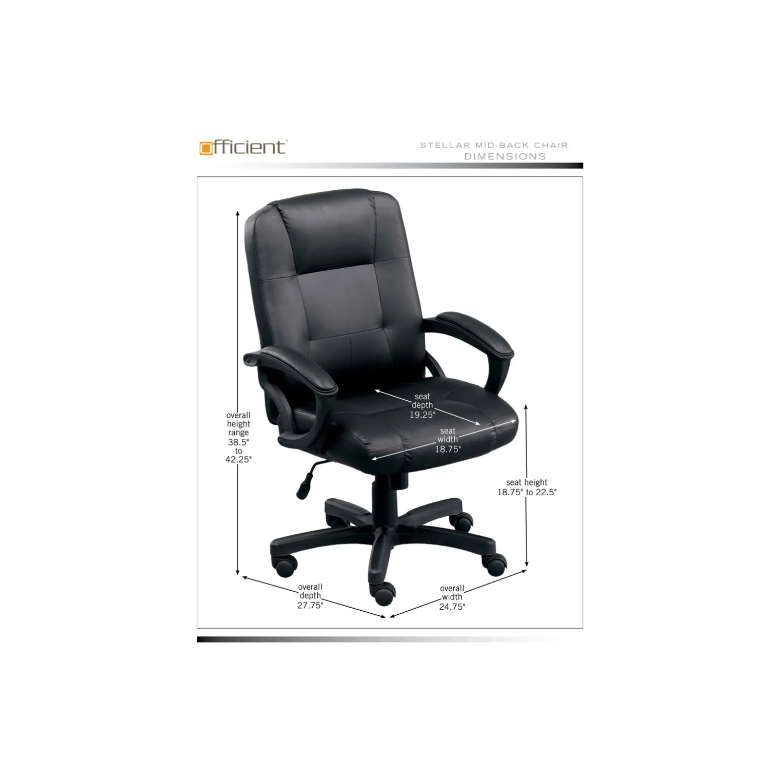 Stellar Faux Leather Mid-Back Chair with Memory Foam Seat