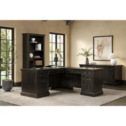 Stockton Pedestal L-Shaped Desk - 66"W x 70"D