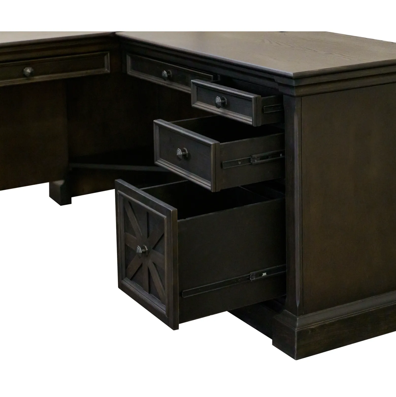 Stockton Pedestal L-Shaped Desk - 66"W x 70"D