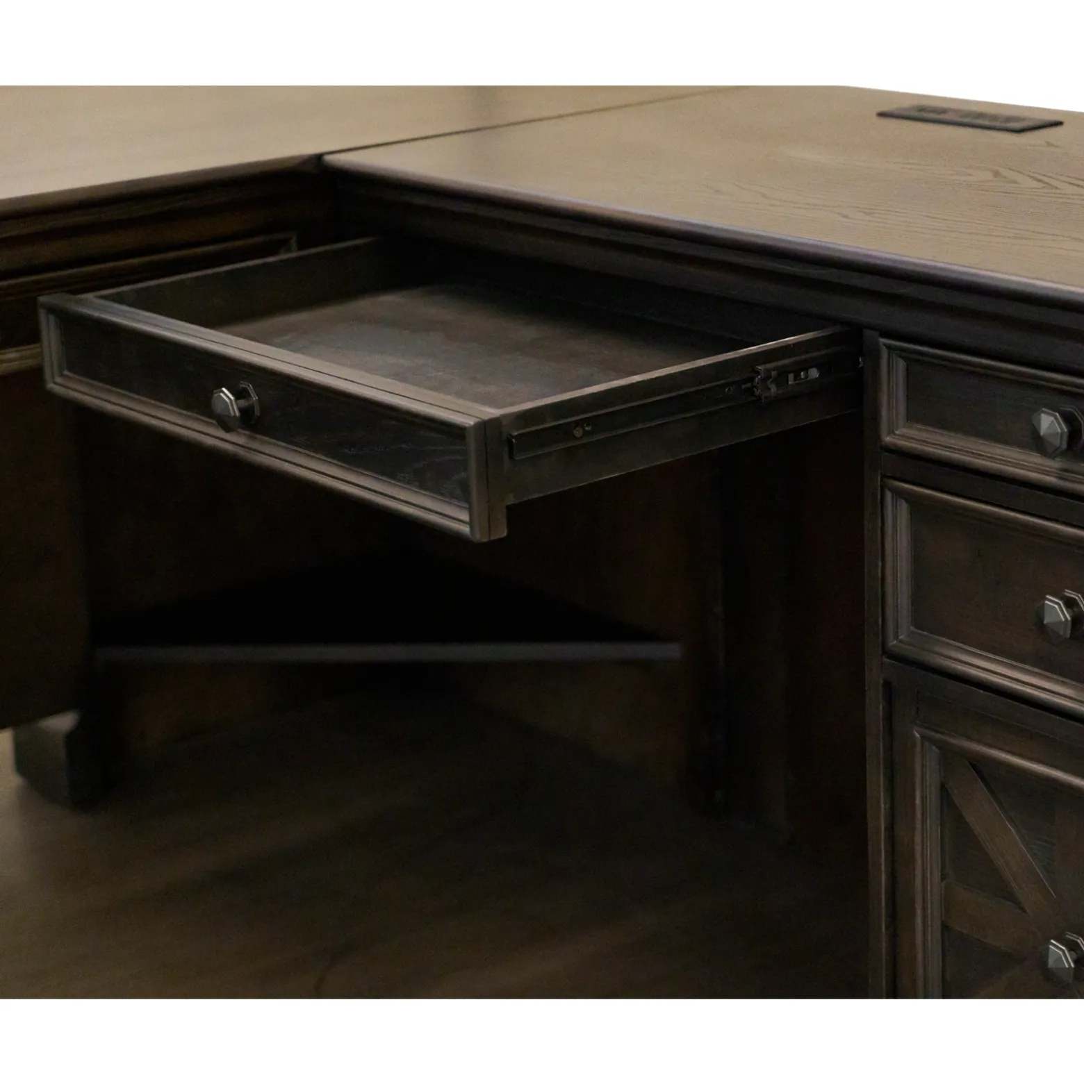 Stockton Pedestal L-Shaped Desk - 66"W x 70"D