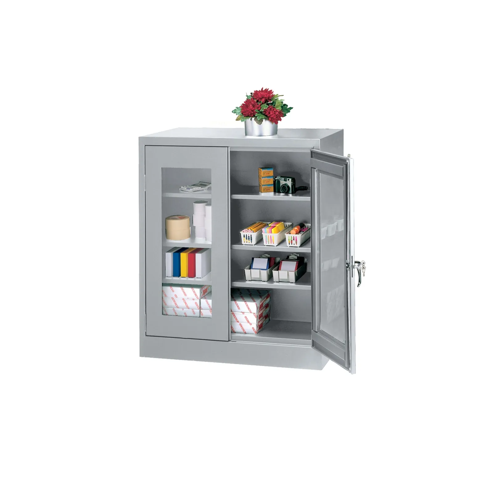Storage Cabinet with Plexiglas Doors - 36"W x 18"D x 42"H