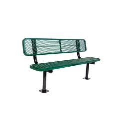 Surface Mount Diamond Pattern Steel Bench - 8'W