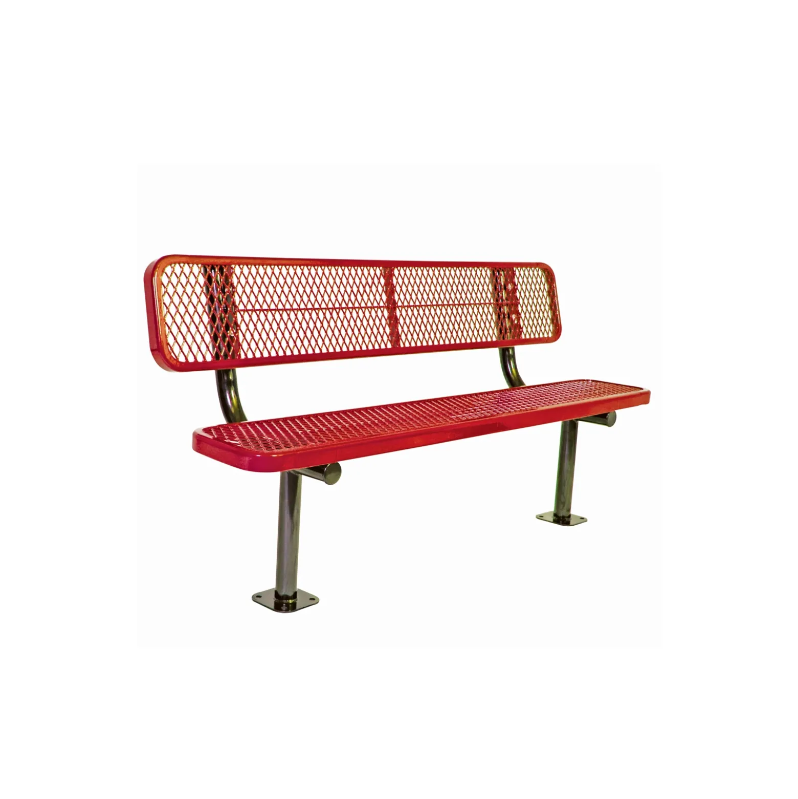 Surface Mount Diamond Pattern Steel Bench - 8'W