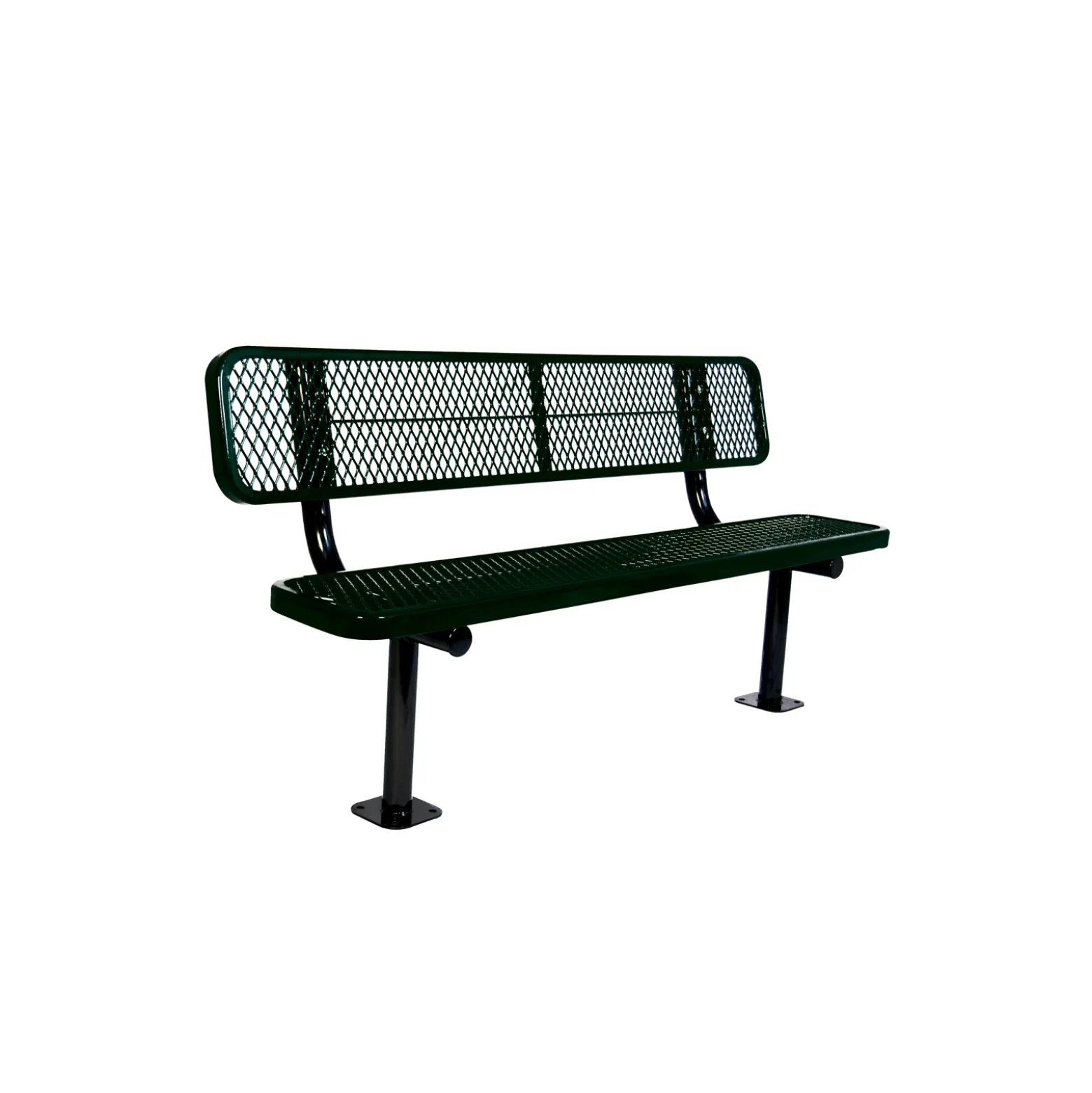 Surface Mount Diamond Pattern Steel Bench - 6'W