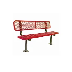 Surface Mount Diamond Pattern Steel Bench - 6'W