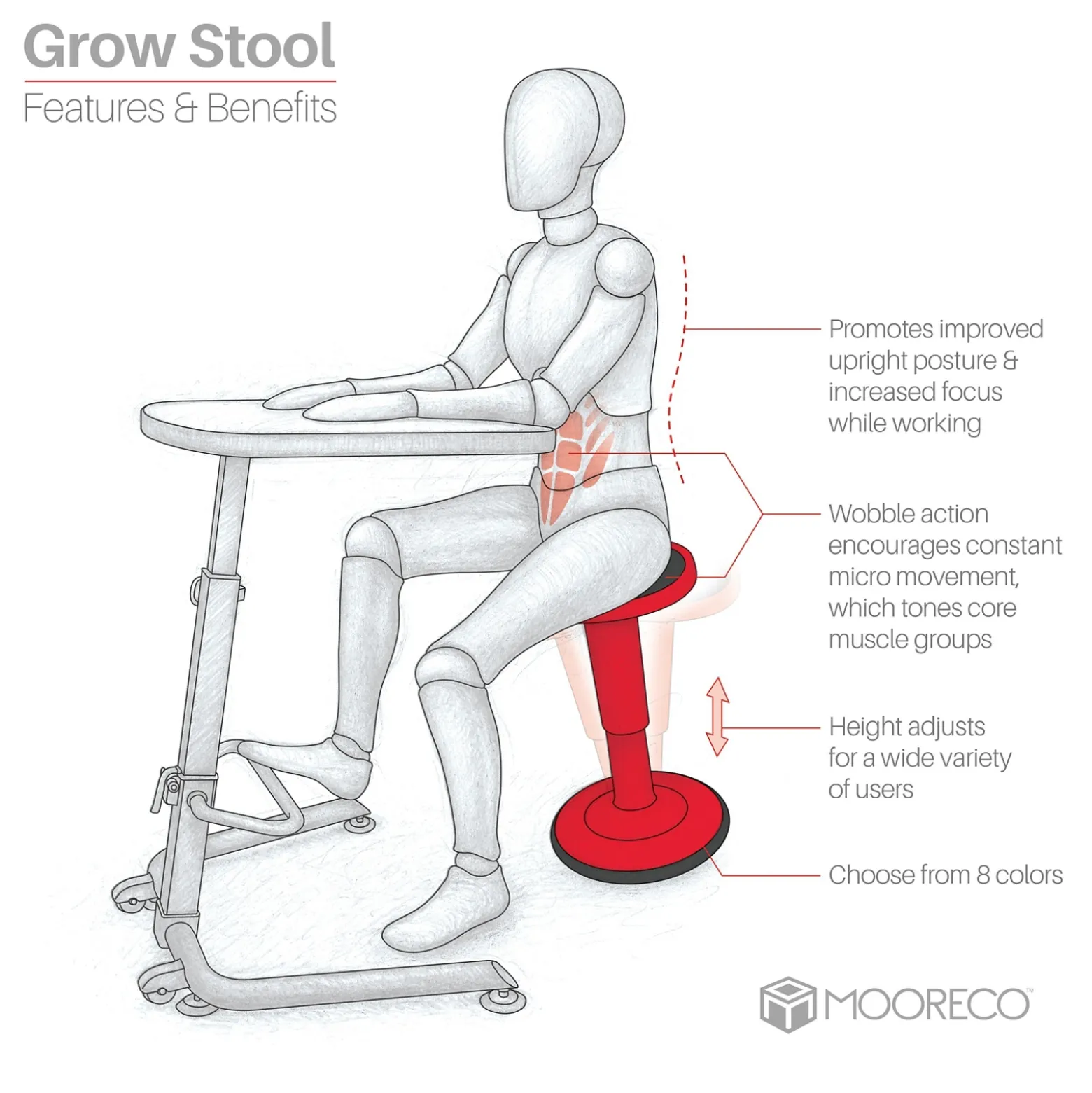 Tall Motion Stool - 18"-23"H
