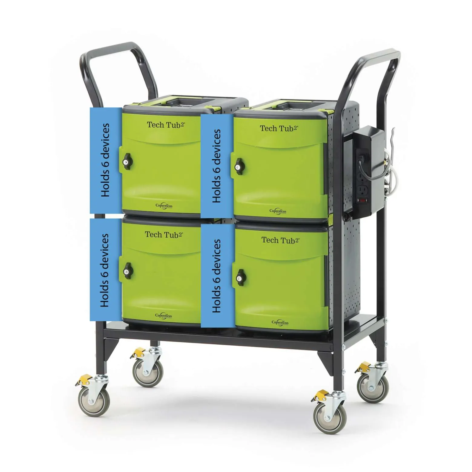 Tech Tub2 Cart with Four 6 Device Tubs