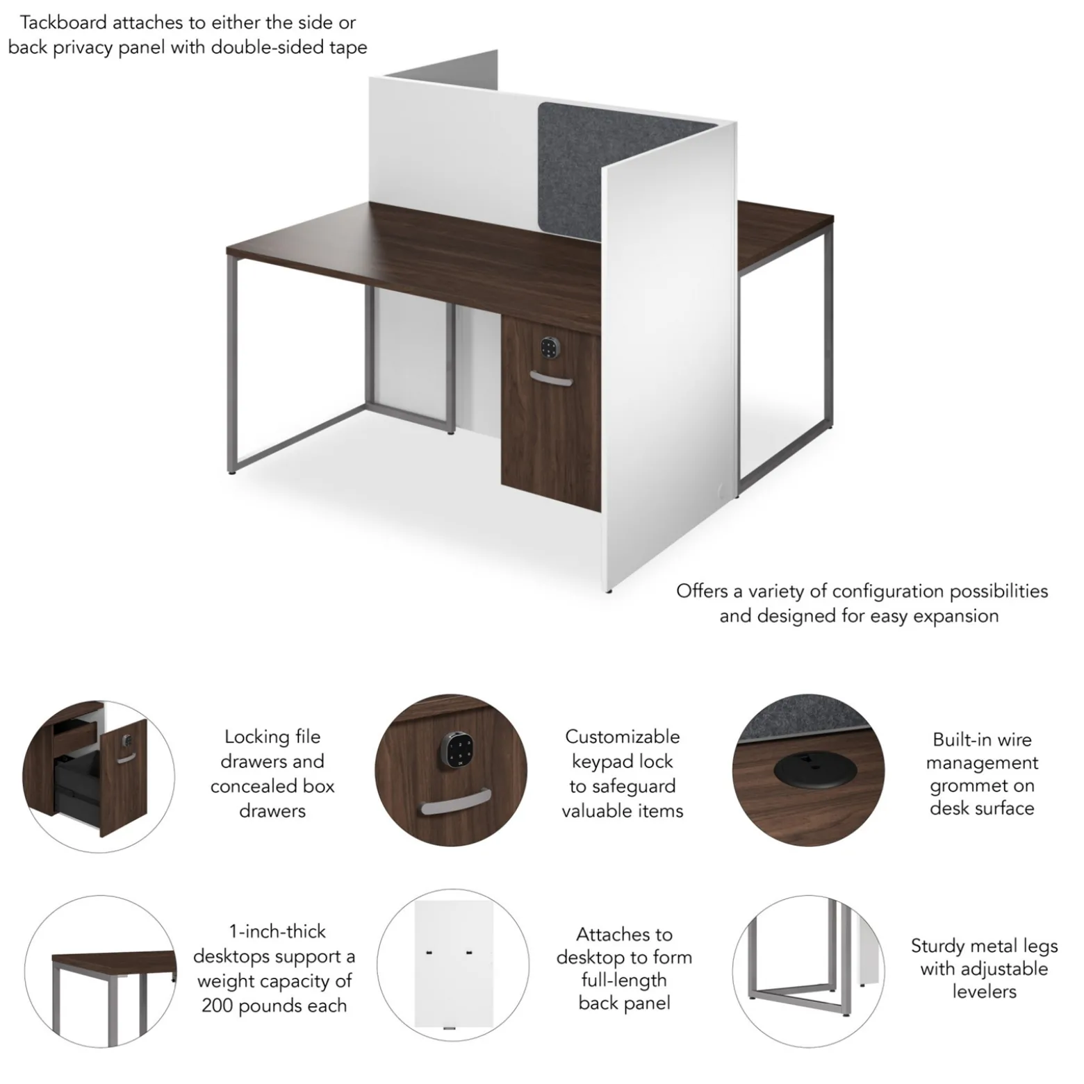 Tetrised 2-Person Workstation - 60"W
