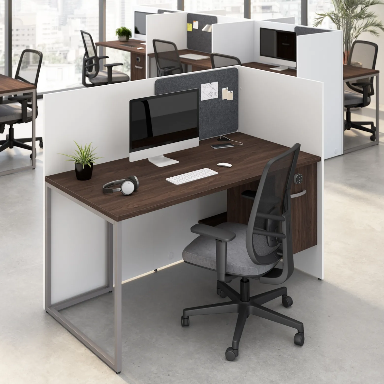 Tetrised Workstation with Full Back Panel - 60"W