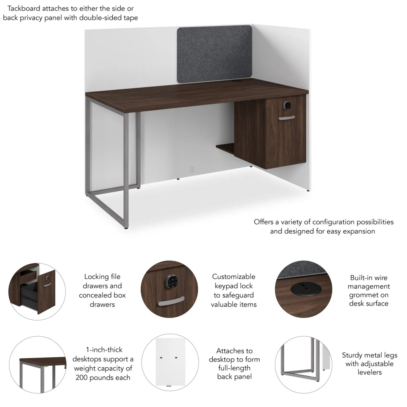 Tetrised Workstation with Full Back Panel - 60"W