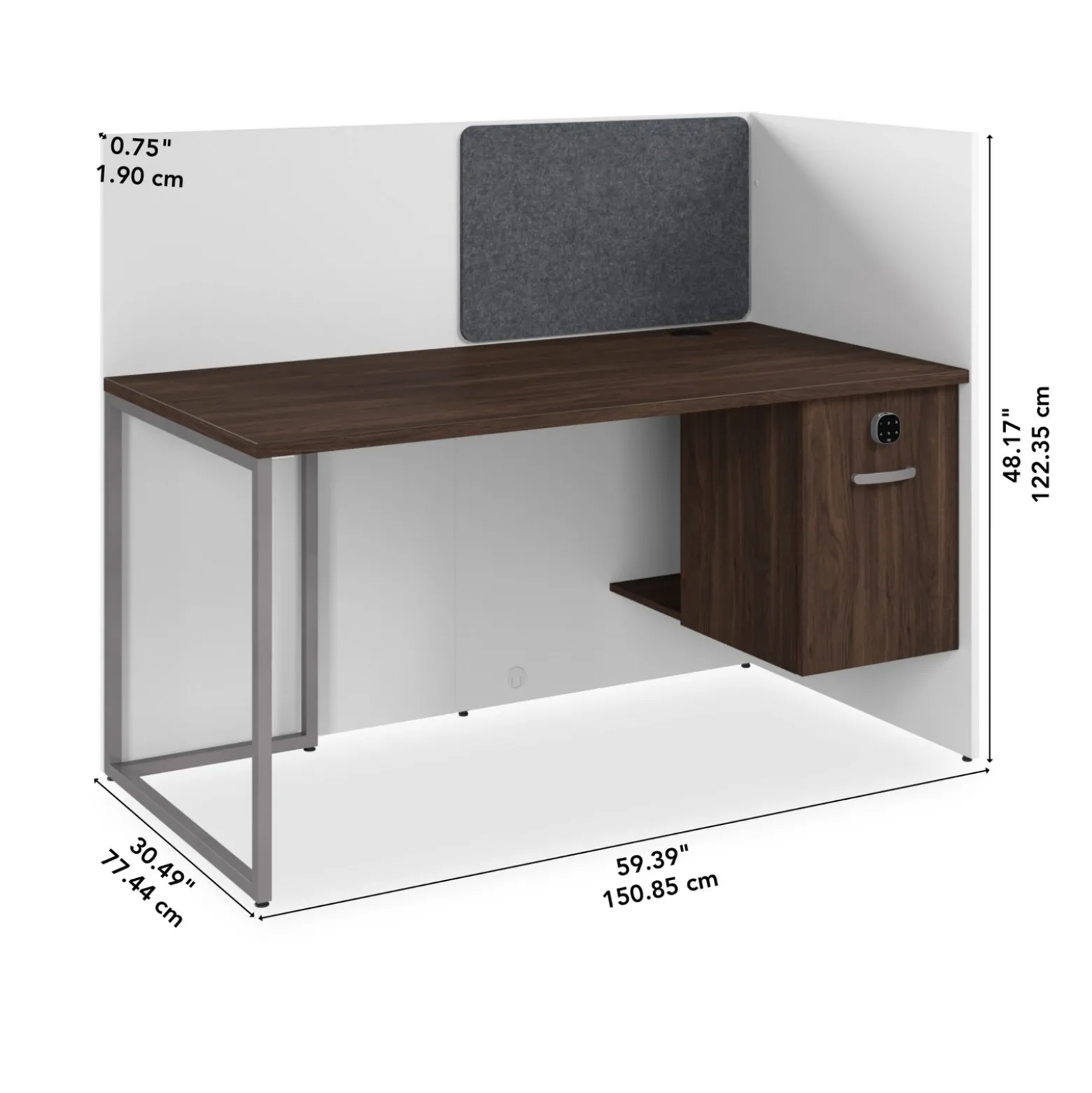Tetrised Workstation with Full Back Panel - 60"W