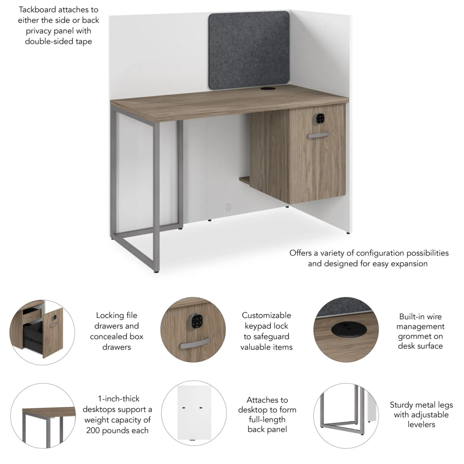 Tetrised Workstation with Full Back Panel - 48"W