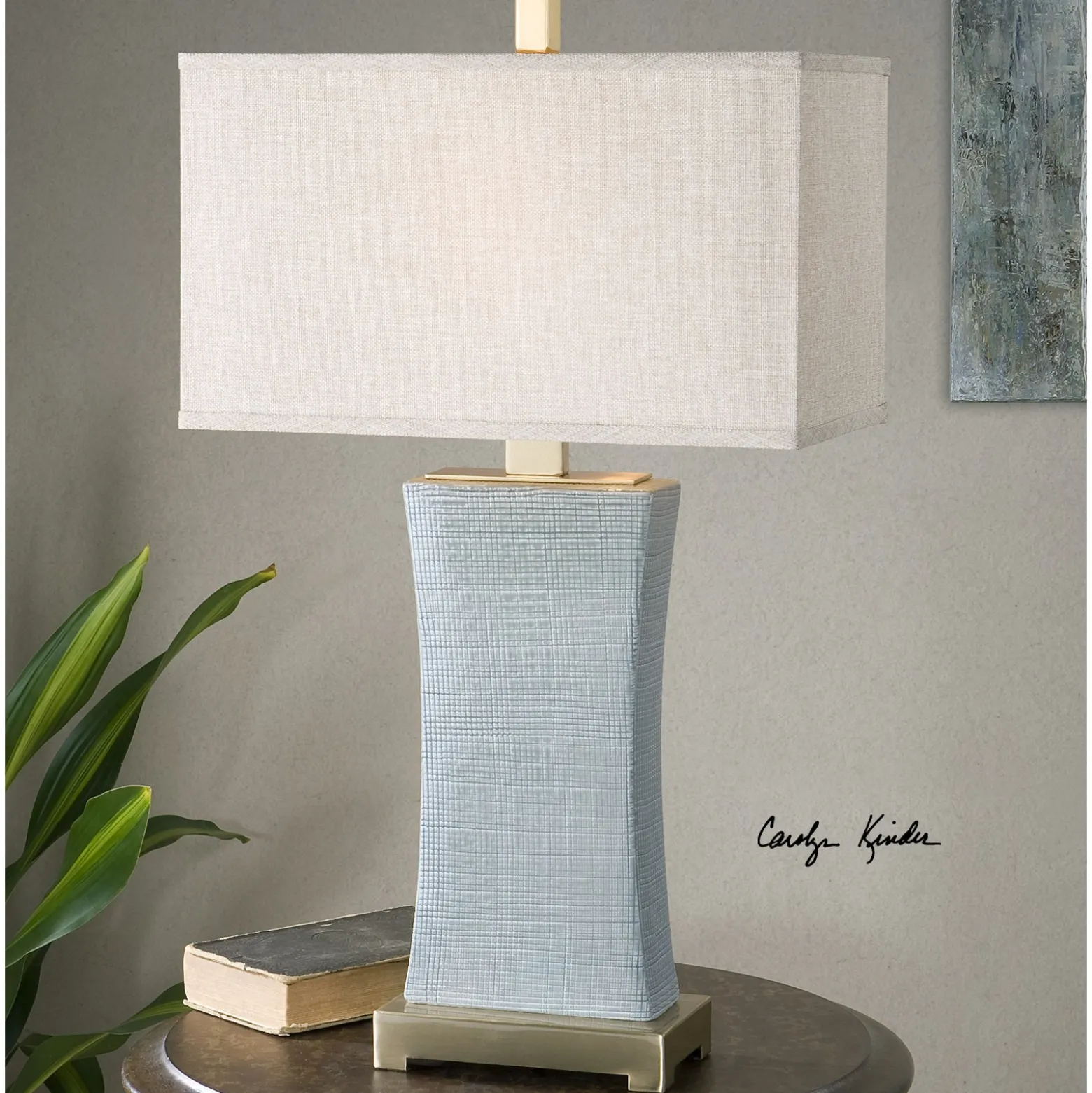 Textured Pale Blue Table Lamp