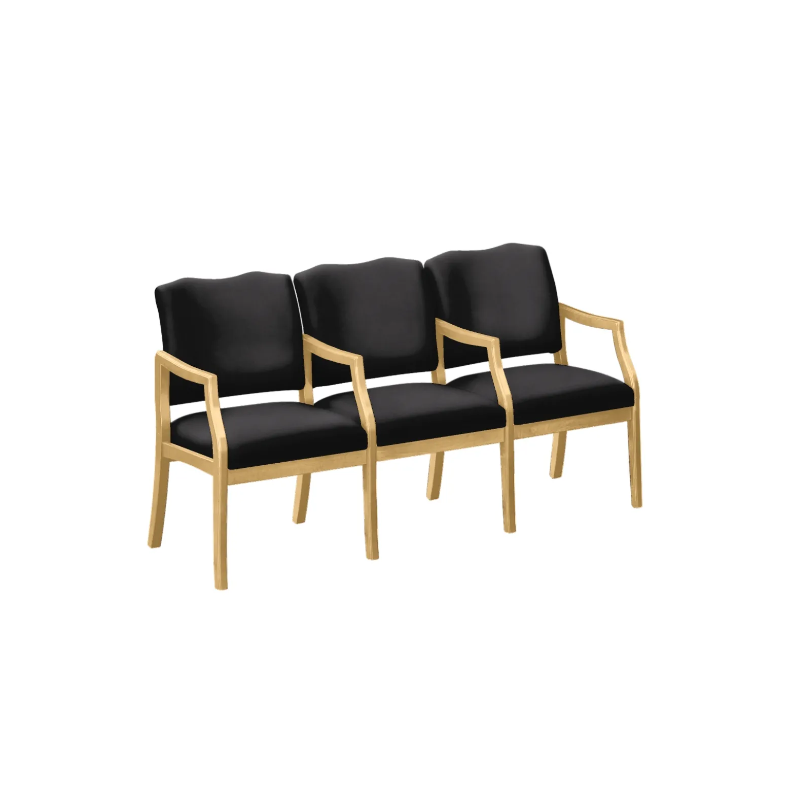Three Seater with Center Arms in Solid Fabric