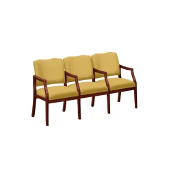 Three Seater with Center Arms in Solid Fabric