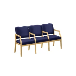 Three Seater with Center Arms in Solid Fabric