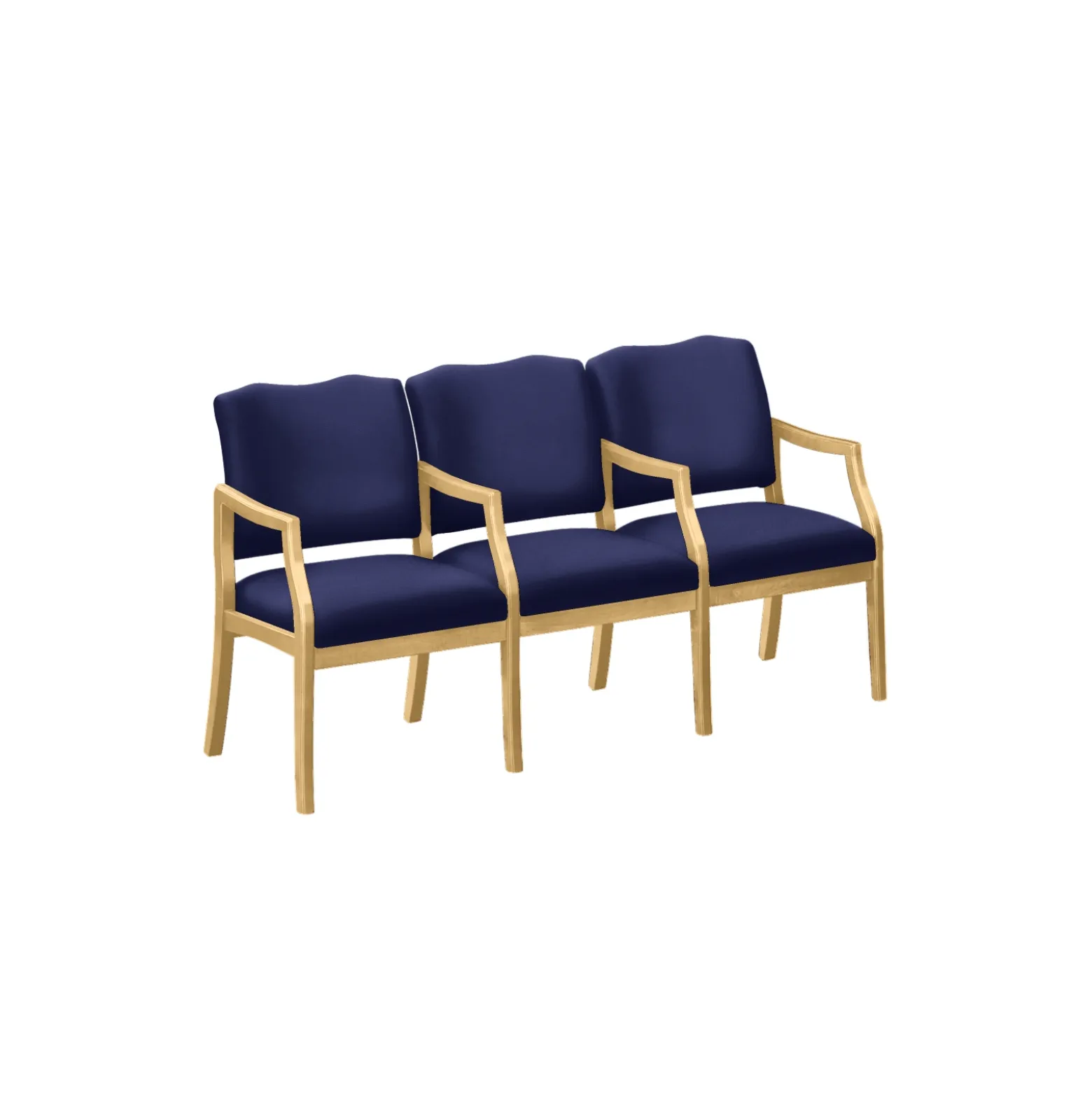 Three Seater with Center Arms in Solid Fabric