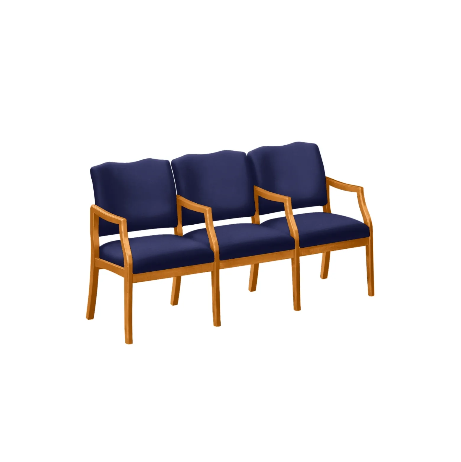 Three Seater with Center Arms in Solid Fabric