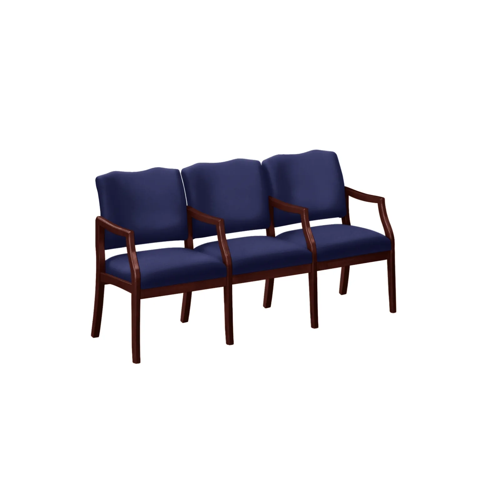 Three Seater with Center Arms in Solid Fabric