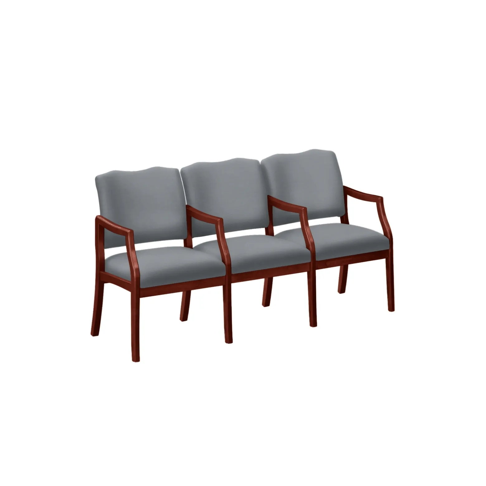 Three Seater with Center Arms in Solid Fabric