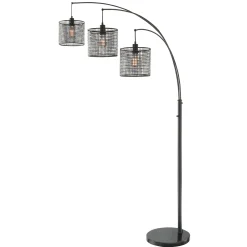 Three-Lite Black Mesh Shade Floor Lamp - 50