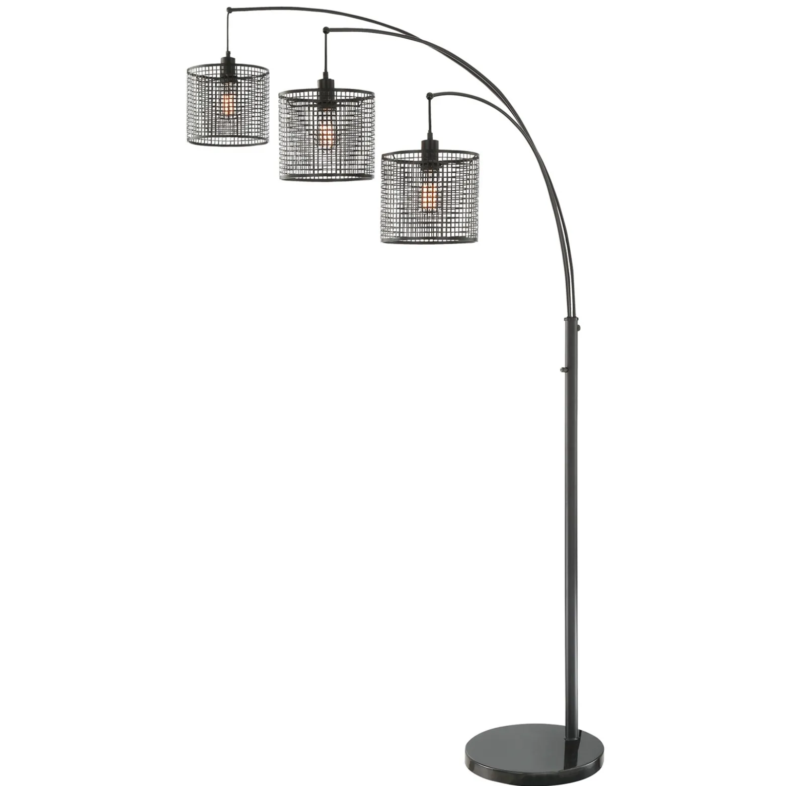 Three-Lite Black Mesh Shade Floor Lamp - 50"H