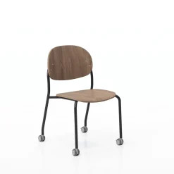 Tioga Armless Guest Chair with Casters - Laminate Seat and Back