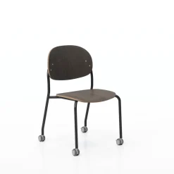 Tioga Armless Guest Chair with Casters - Laminate Seat and Back