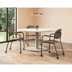 Tioga Guest Chair with Arms and Casters - Laminate Seat and Back