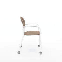 Tioga Guest Chair with Arms and Casters - Laminate Seat and Back