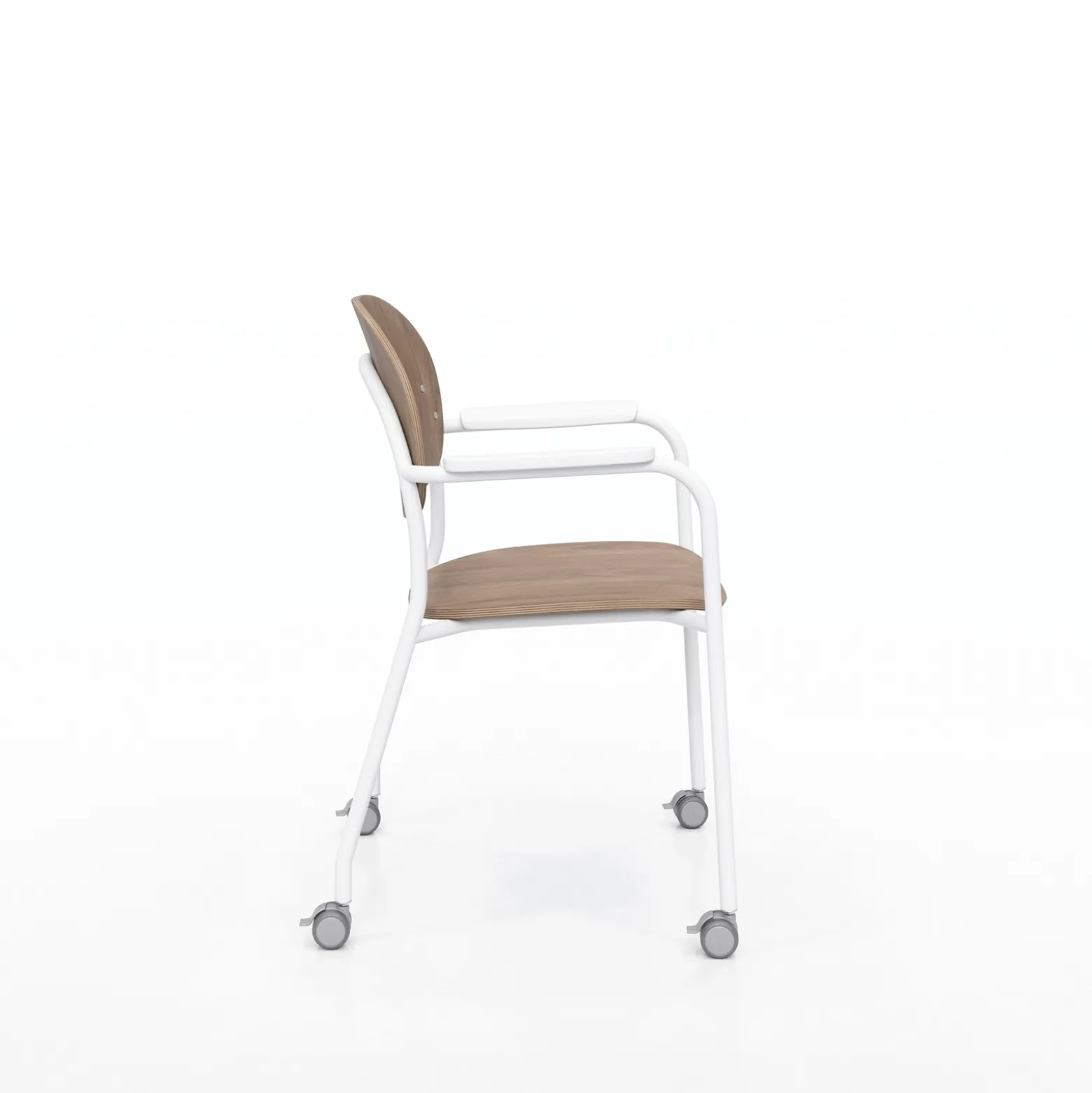 Tioga Guest Chair with Arms and Casters - Laminate Seat and Back